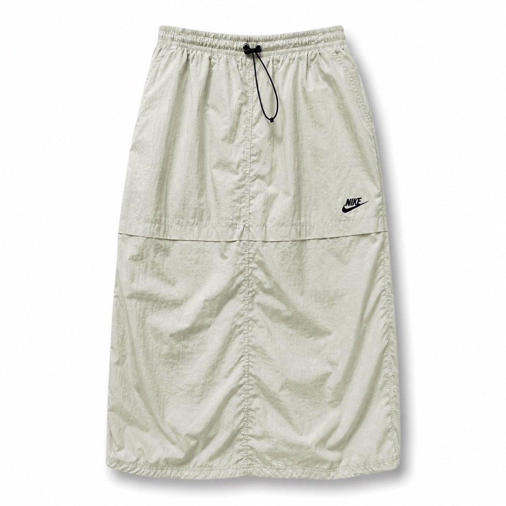 Nike Sportswear Woven Utility Maxi Skirt Light Green Bungee Waist Tech Nylon Med